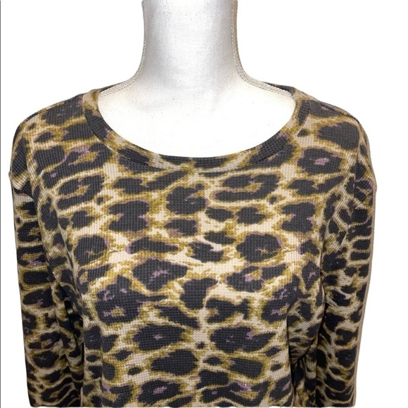 RDI Brown Pink Chettah Long Sleeve Top Size Large | NWT - Picture 2 of 5